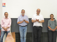 David Carita, adjoint au conservateur du Mus&eacute;e Zoologique, Ludovic des Robert, Sylvain Gland et Anne-Marie Schaff